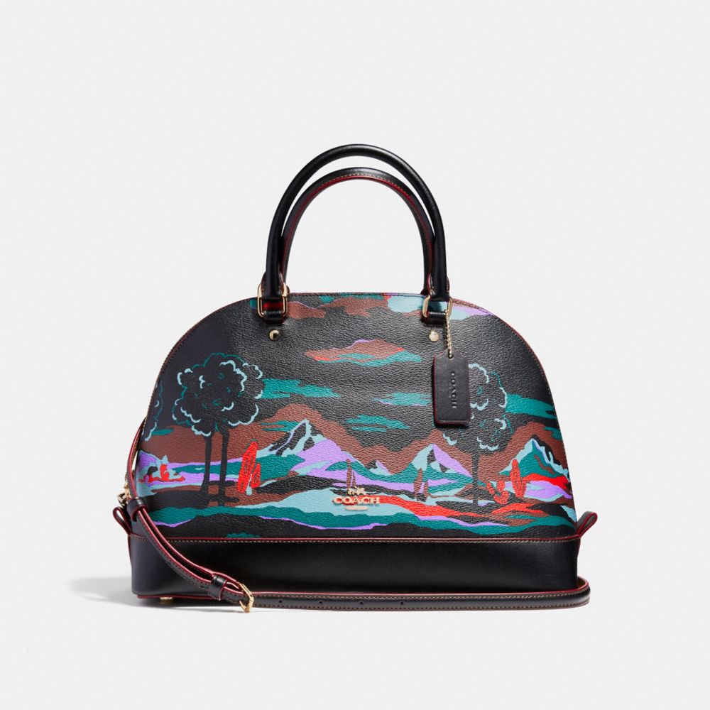 COACH SIERRA SATCHEL IN LANDSCAPE PRINT COATED CANVAS - LIGHT GOLD/BLACK MULTI - F11903