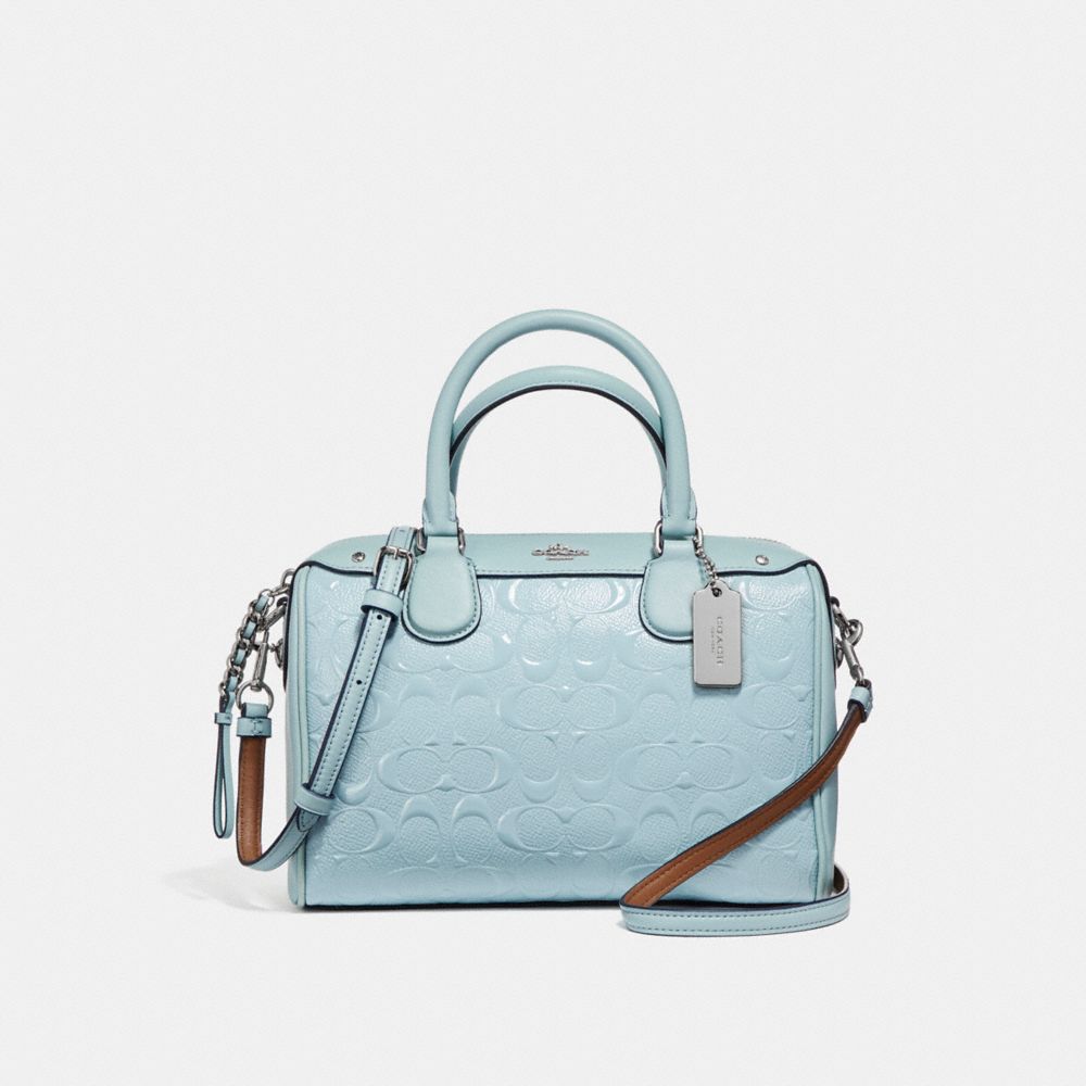 MINI BENNETT SATCHEL IN SIGNATURE DEBOSSED PATENT LEATHER - COACH  f11920 - SILVER/AQUA