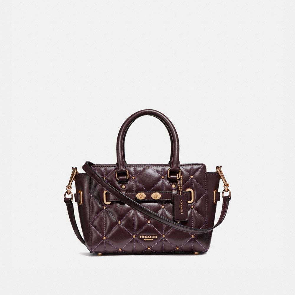 COACH MINI BLAKE CARRYALL WITH QUILTING - LIGHT GOLD/OXBLOOD 1 - F11922