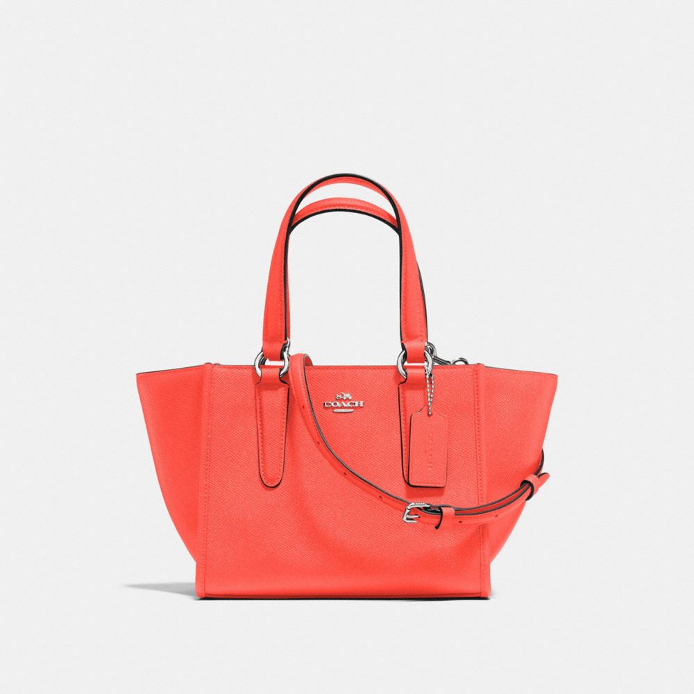 COACH CROSBY CARRYALL 21 IN CROSSGRAIN LEATHER - SILVER/BRIGHT ORANGE - F11925