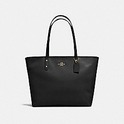 COACH LARGE CITY ZIP TOTE IN CROSSGRAIN LEATHER - IMITATION GOLD/BLACK - F11926