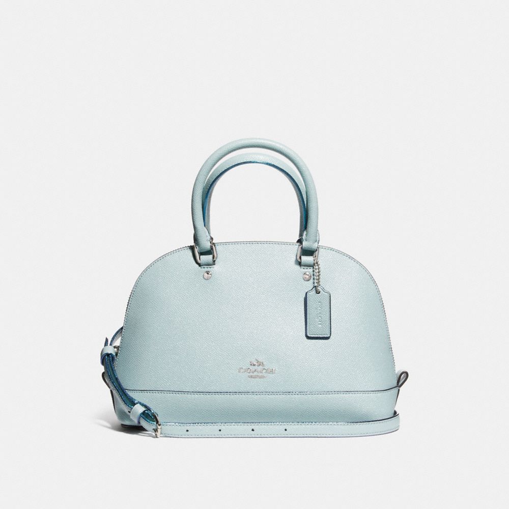 MINI SIERRA SATCHEL IN GLITTER CROSSGRAIN LEATHER - COACH f11927  - SILVER/AQUA