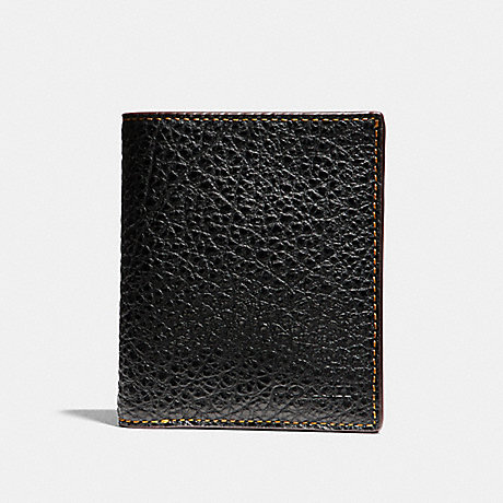 COACH SLIM COIN WALLET IN BUFFALO EMBOSSED LEATHER - BLACK - f11989