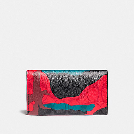 COACH UNIVERSAL PHONE CASE IN SIGNATURE CAMO COATED CANVAS - CHARCOAL/RED CAMO - f12000