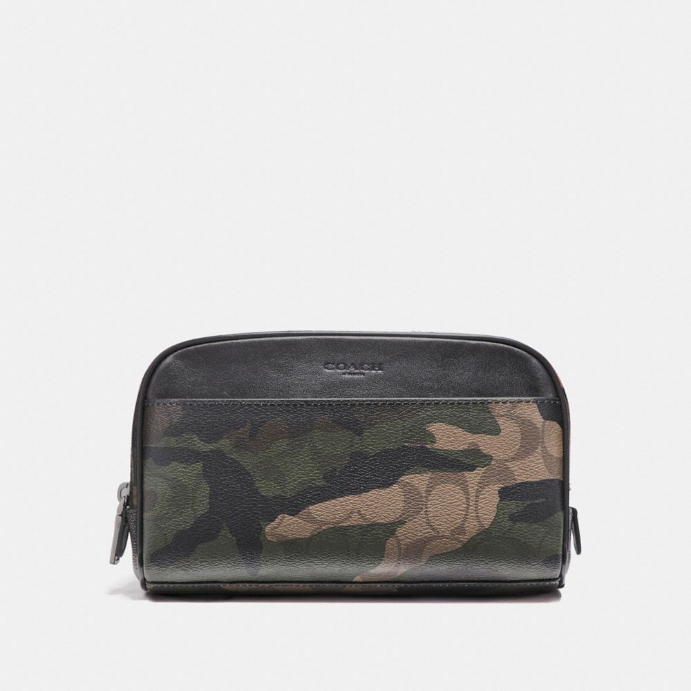 OVERNIGHT TRAVEL KIT IN SIGNATURE CAMO COATED CANVAS - COACH  f12008 - MAHOGANY/DARK GREEN CAMO