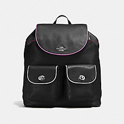 BILLIE BACKPACK IN NATURAL REFINED PEBBLE LEATHER WITH MULTI  EDGEPAINT - COACH f12014 - SILVER/BLACK MULTI