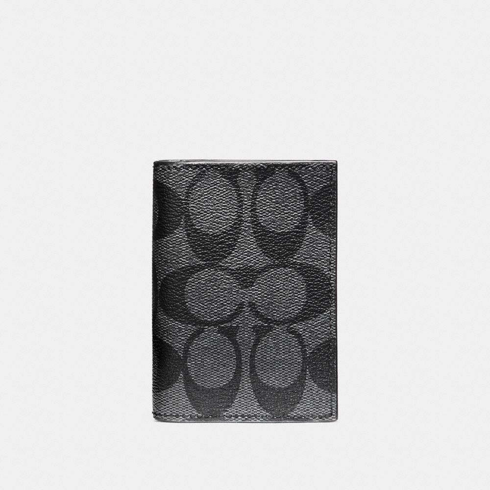 BIFOLD CARD CASE IN SIGNATURE COATED CANVAS - COACH f12025 - CHARCOAL/BLACK