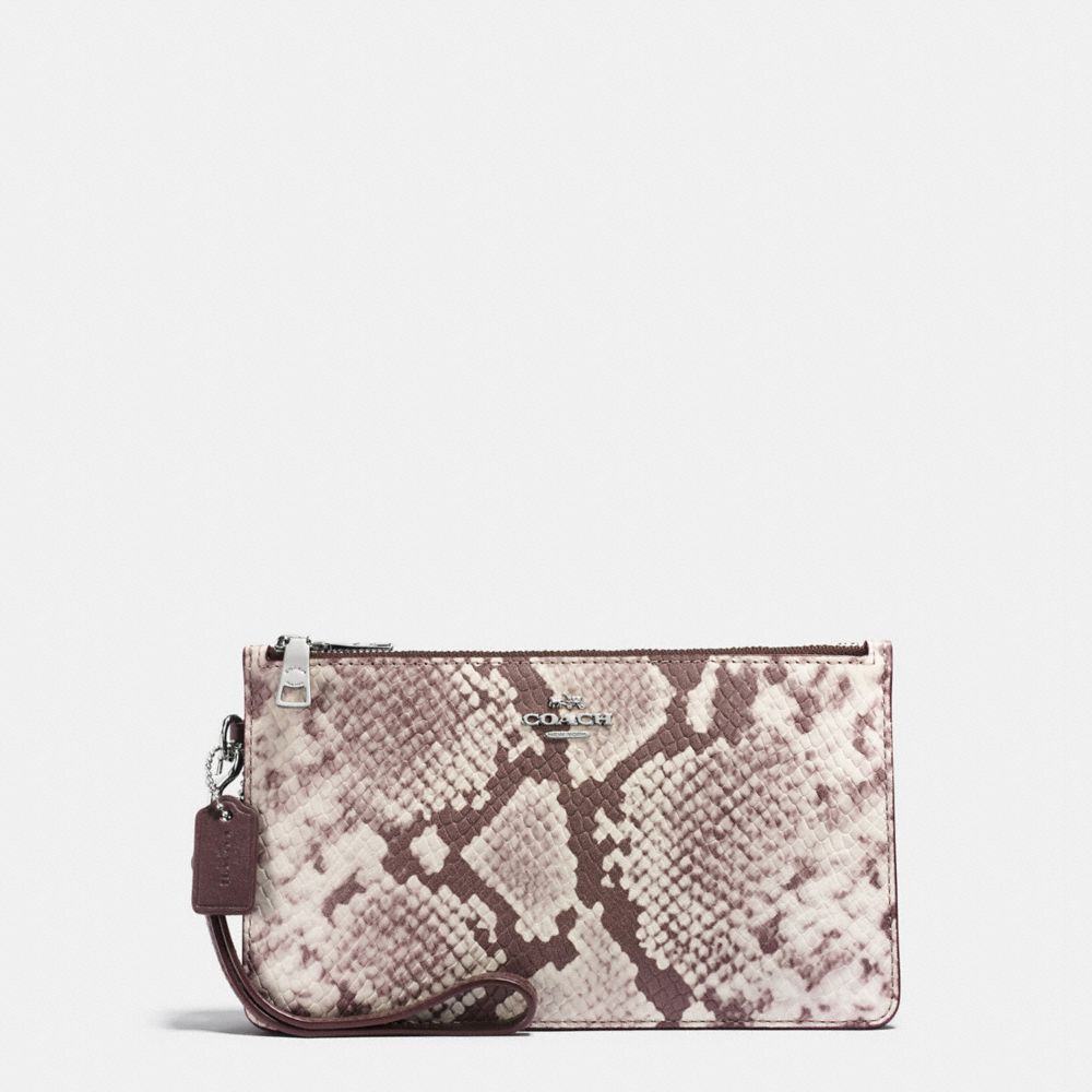 CROSBY CLUTCH IN PYTHON EMBOSSED LEATHER - COACH f12075 -  SILVER/CHALK MULTI