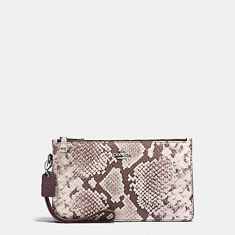 COACH CROSBY CLUTCH IN PYTHON EMBOSSED LEATHER - SILVER/CHALK MULTI - f12075