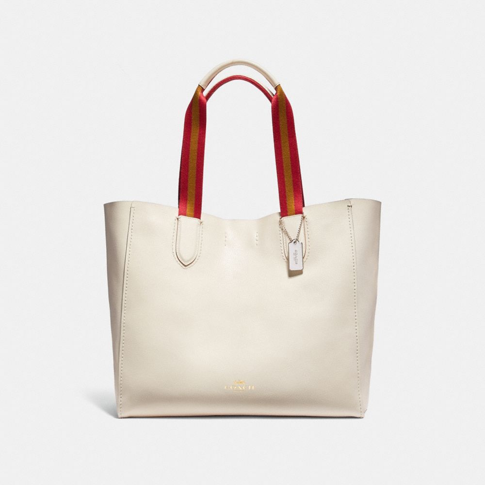 COACH LARGE DERBY TOTE IN MULTI EDGEPAINT PEBBLE LEATHER - LIGHT GOLD/CHALK MULTI - F12107