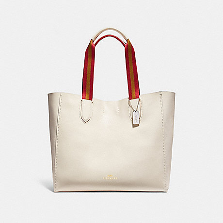 COACH LARGE DERBY TOTE IN MULTI EDGEPAINT PEBBLE LEATHER - LIGHT GOLD/CHALK MULTI - f12107