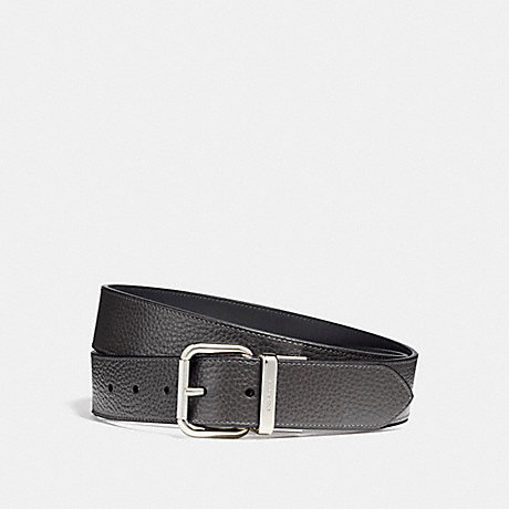 COACH WIDE JEANS BUCKLE CUT-TO-SIZE REVERSIBLE PEBBLE LEATHER BELT - MIDNIGHT/BLACK - f12153