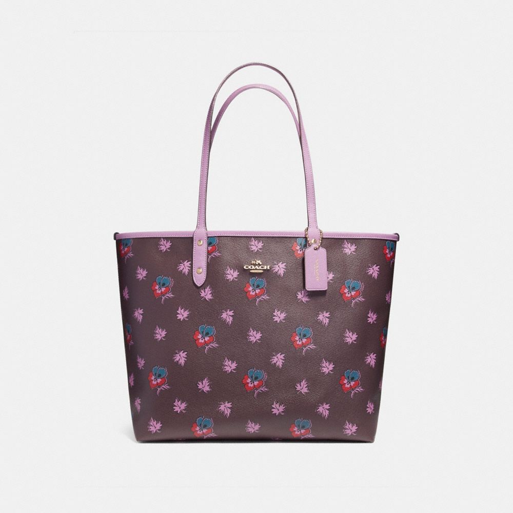 REVERSIBLE CITY TOTE IN WILDFLOWER PRINT COATED CANVAS - COACH  f12176 - LIGHT GOLD/OXBLOOD MULTI