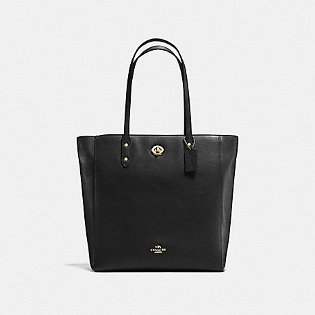 COACH TOWN TOTE IN PEBBLE LEATHER - IMITATION GOLD/BLACK - f12184