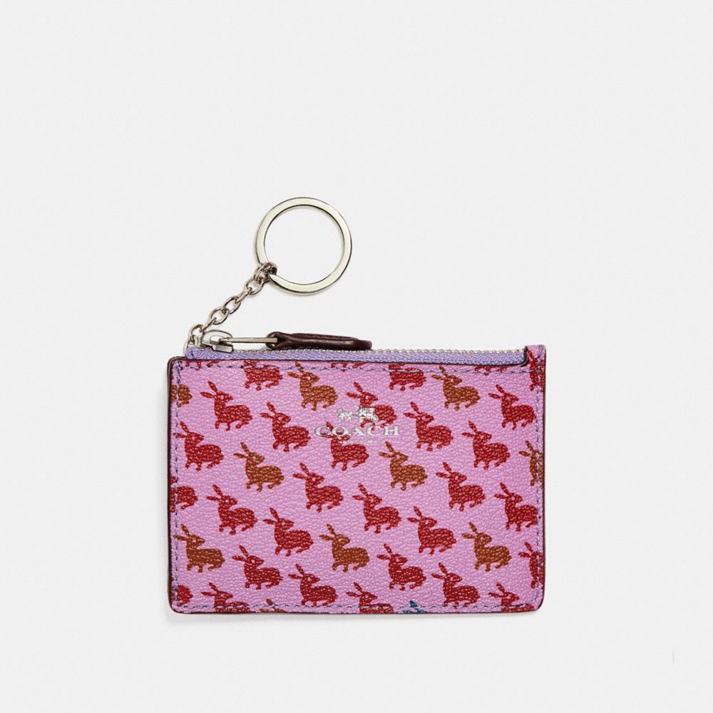 MINI SKINNY ID CASE IN BUNNY PRINT COATED CANVAS - COACH f13520 - SILVER/LILAC MULTI