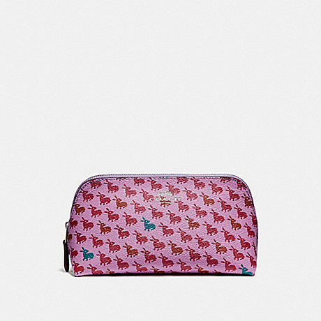 COACH COSMETIC CASE 17 IN BUNNY PRINT COATED CANVAS - SILVER/LILAC MULTI - f13528