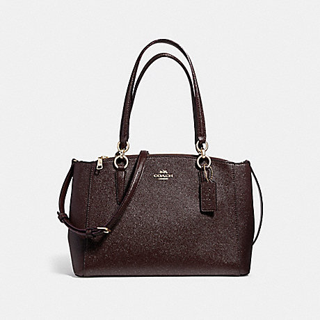 COACH SMALL CHRISTIE CARRYALL IN GLITTER CROSSGRAIN LEATHER - LIGHT GOLD/OXBLOOD 1 - f13684
