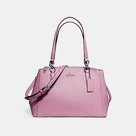 COACH SMALL CHRISTIE CARRYALL IN GLITTER CROSSGRAIN LEATHER - SILVER/LILAC - f13684