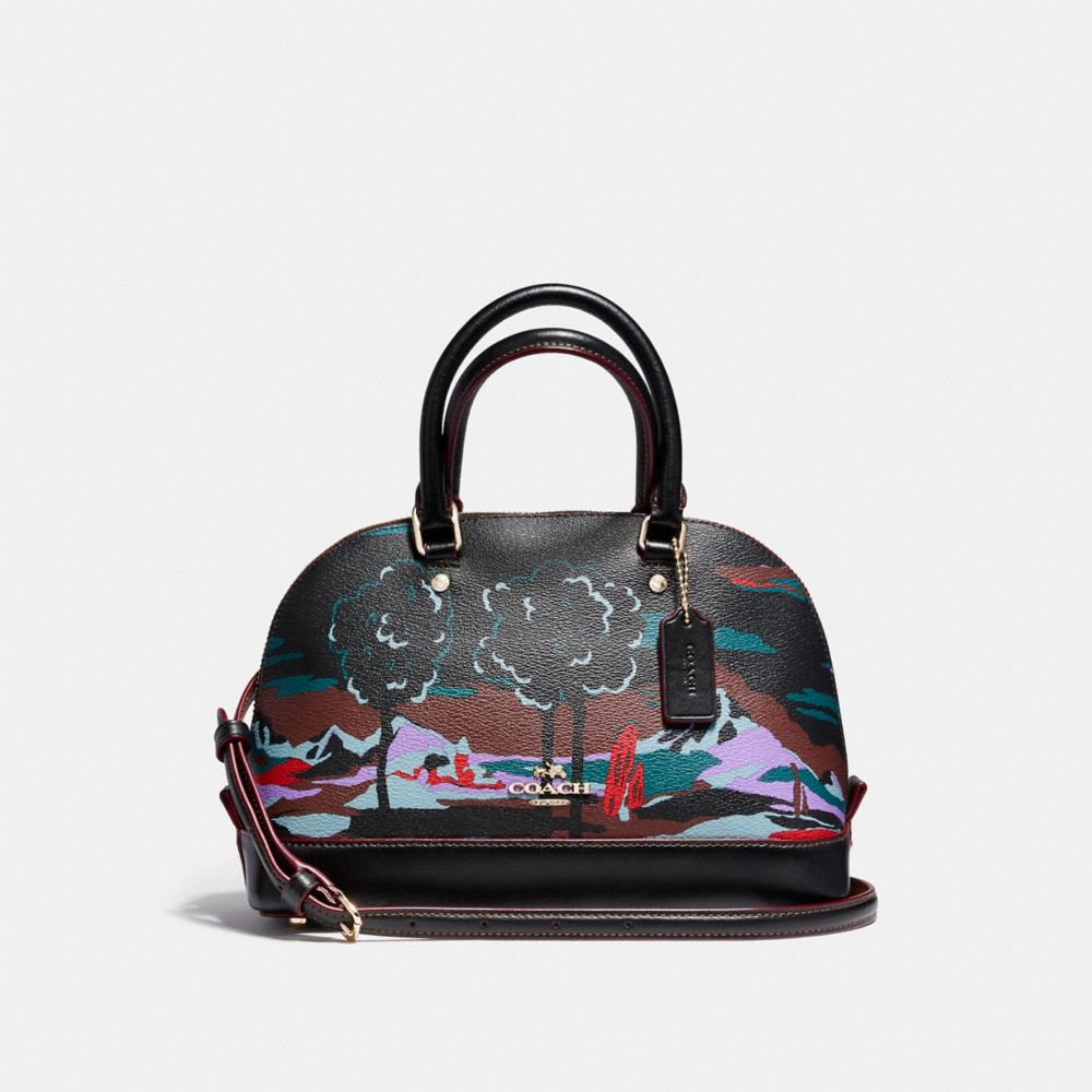 MINI SIERRA SATCHEL IN LANDSCAPE PRINT COATED CANVAS - COACH  f13937 - LIGHT GOLD/BLACK MULTI