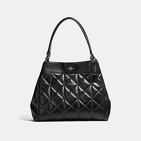 COACH LEXY SHOULDER BAG WITH QUILTING - ANTIQUE NICKEL/BLACK - f13950