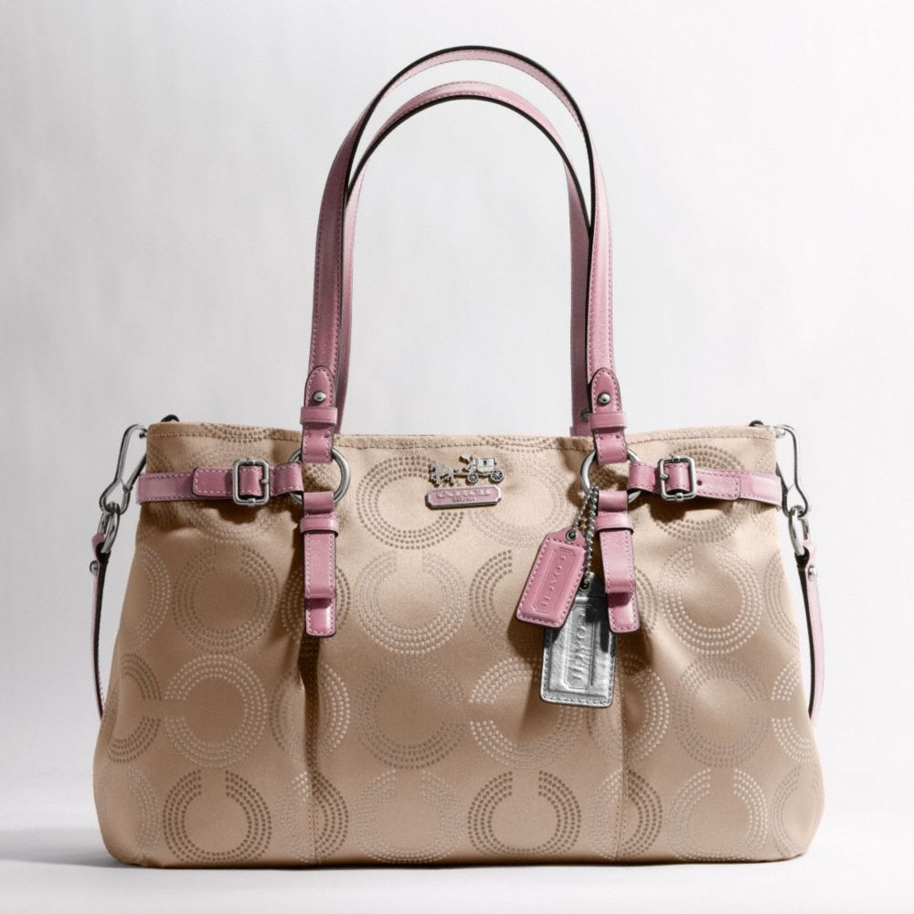 COACH MADISON DOTTED OP ART CARRYALL - SILVER/LIGHT KHAKI/ROSE - F16366