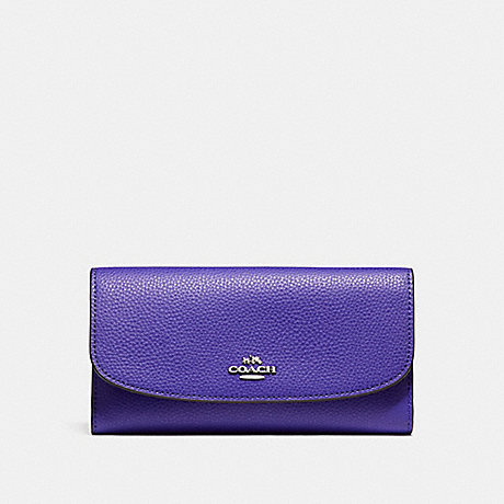COACH CHECKBOOK WALLET IN POLISHED PEBBLE LEATHER - SILVER/PURPLE - f16613