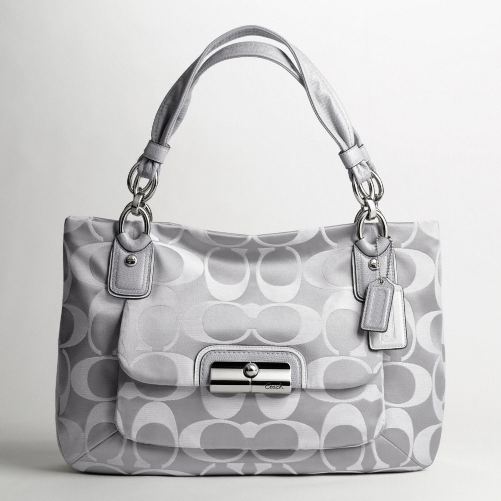 KRISTIN SIGNATURE SATEEN EAST/WEST ZIP TOP TOTE - COACH F16778 - SILVER/FOG