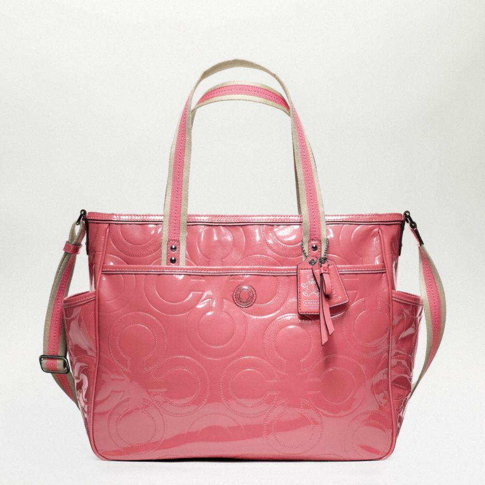 BABY BAG PATENT TOTE - COACH f16977 - SILVER/ROSE