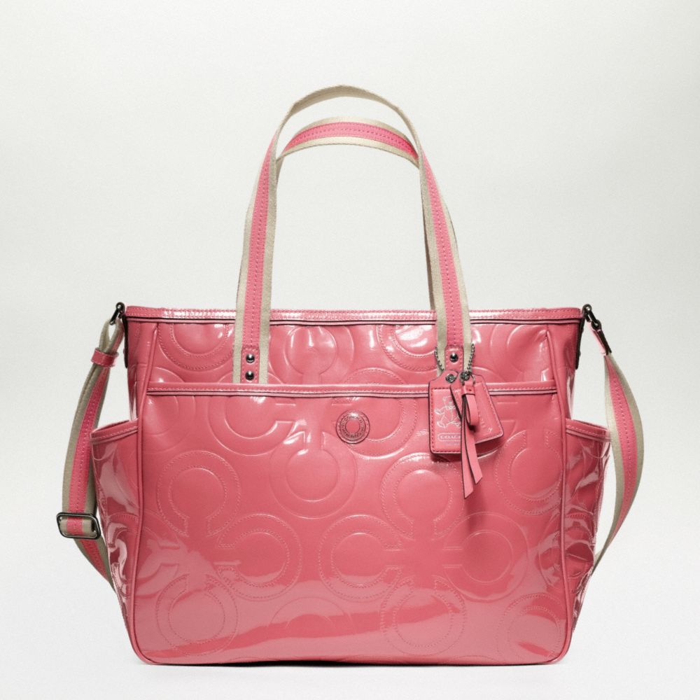 COACH BABY BAG PATENT TOTE - SILVER/ROSE - F16977