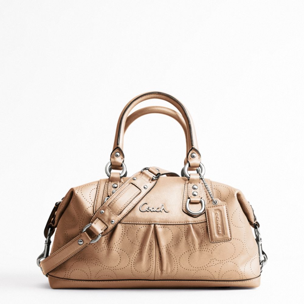 ASHLEY PERFORATED LEATHER SATCHEL