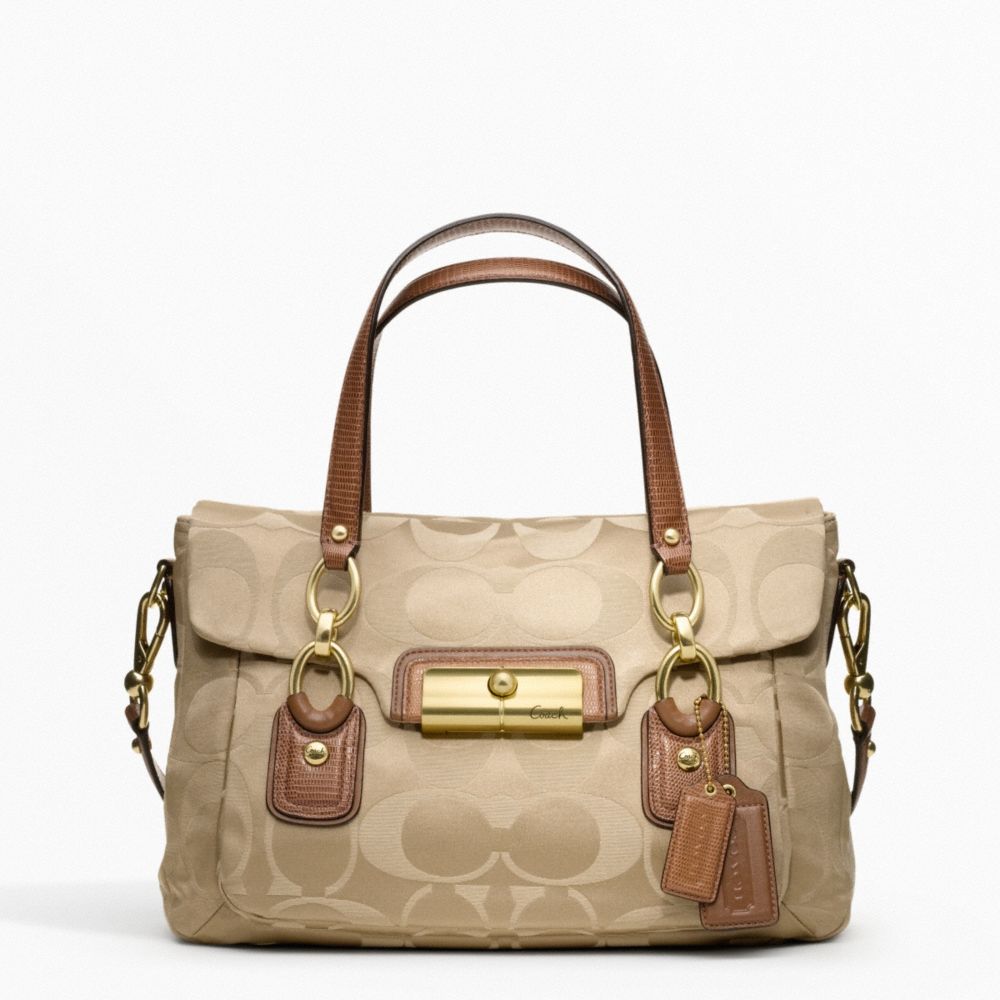 COACH KRISTIN SIGNATURE SATEEN FLAP SATCHEL - ONE COLOR - F18265