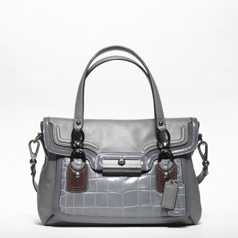 COACH KRISTIN SPECTATOR LEATHER FLAP SATCHEL - ANTIQUE NICKEL/GREY MULTI - F18282