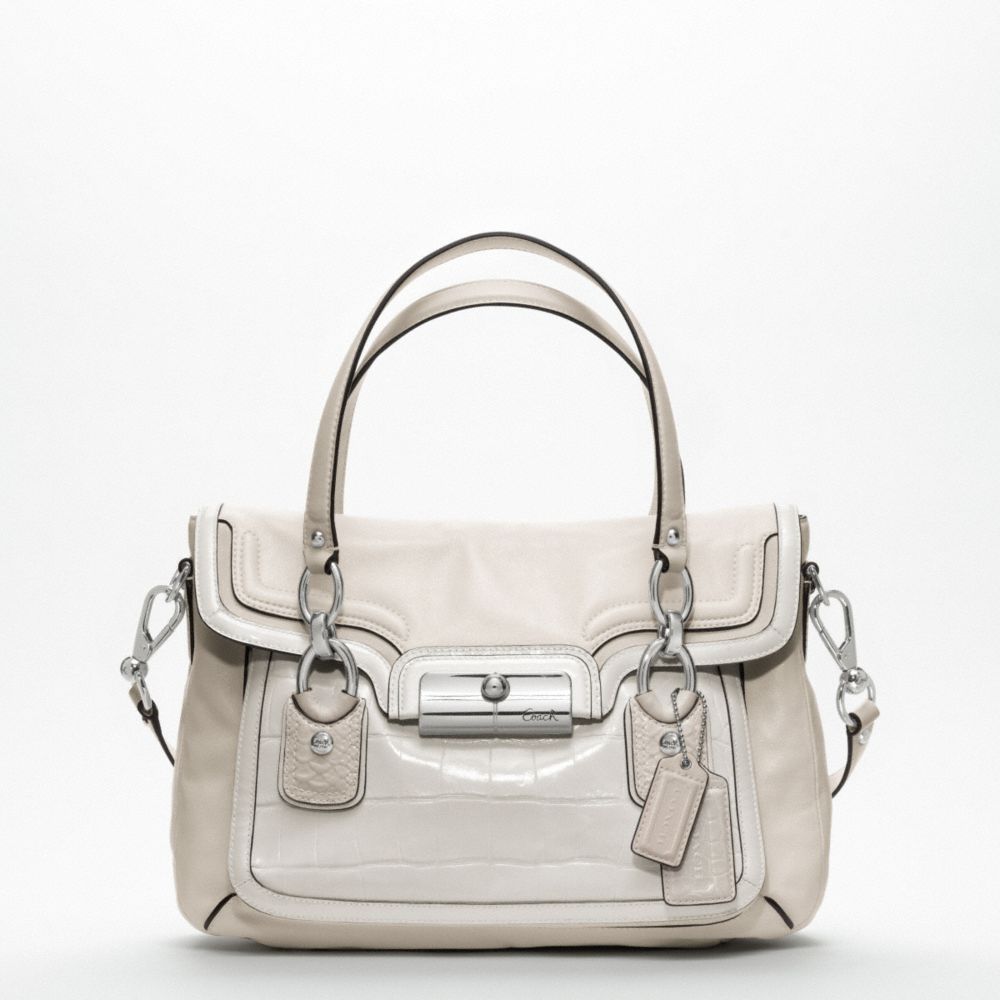 COACH KRISTIN SPECTATOR LEATHER FLAP SATCHEL - SILVER/PARCHMENT - F18282