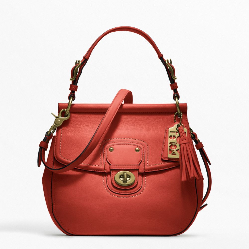 COACH LEATHER NEW WILLIS CROSSBODY - BRASS/VERMILLION - F19132