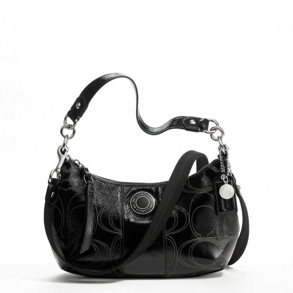 SIGNATURE STRIPE STITCHED PATENT DEMI CROSSBODY