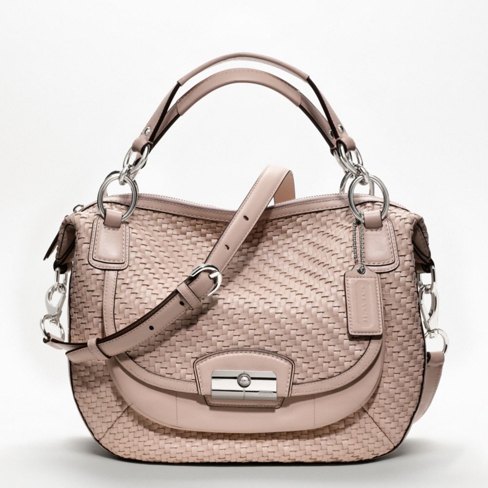 KRISTIN WOVEN LEATHER ROUND SATCHEL - COACH f19312 - 23768