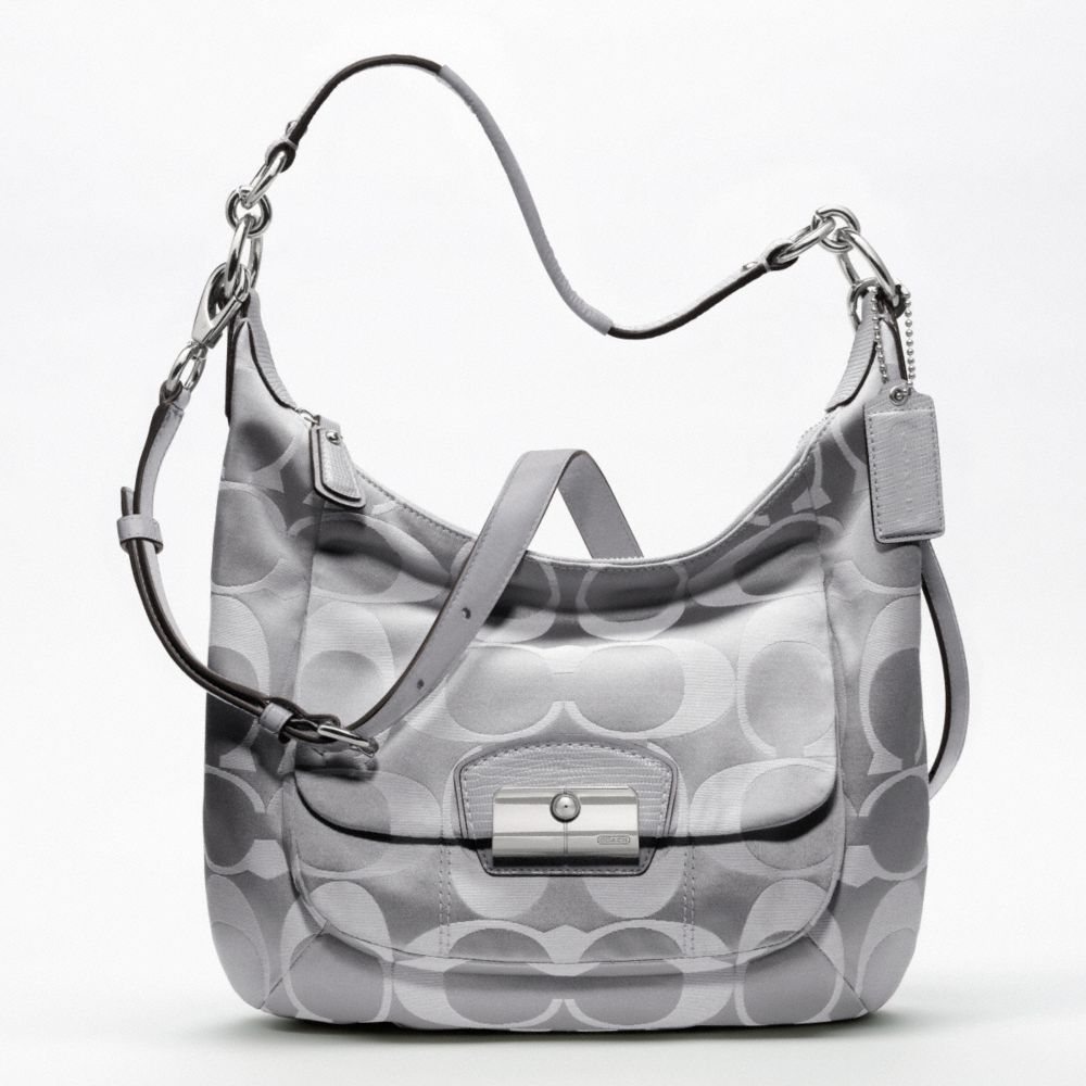 KRISTIN SIGNATURE SATEEN HOBO - COACH f19335 - SILVER/GREY