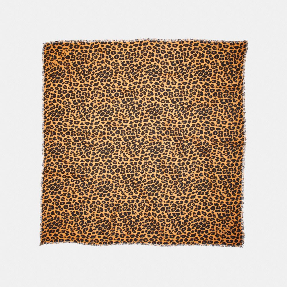 LEOPARD PRINT OVERSIZED SQUARE - COACH f19750 - CARAMEL