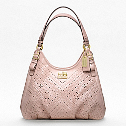 COACH MADISON MAGGIE SHOULDER BAG IN CRISS CROSS LEATHER - BRASS/BLUSH - F19839