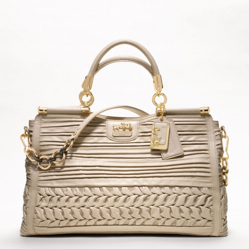 MADISON CAROLINE IN PLEATED GATHERED LEATHER - COACH f19848 - GOLD/BEIGE