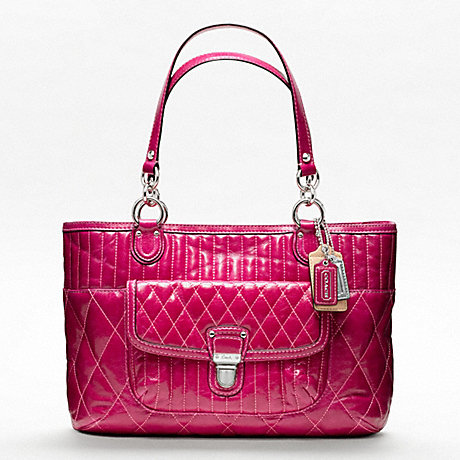 COACH POPPY SHOPPER IN QUILTED LEATHER -  SILVER/FUCHSIA - f19857
