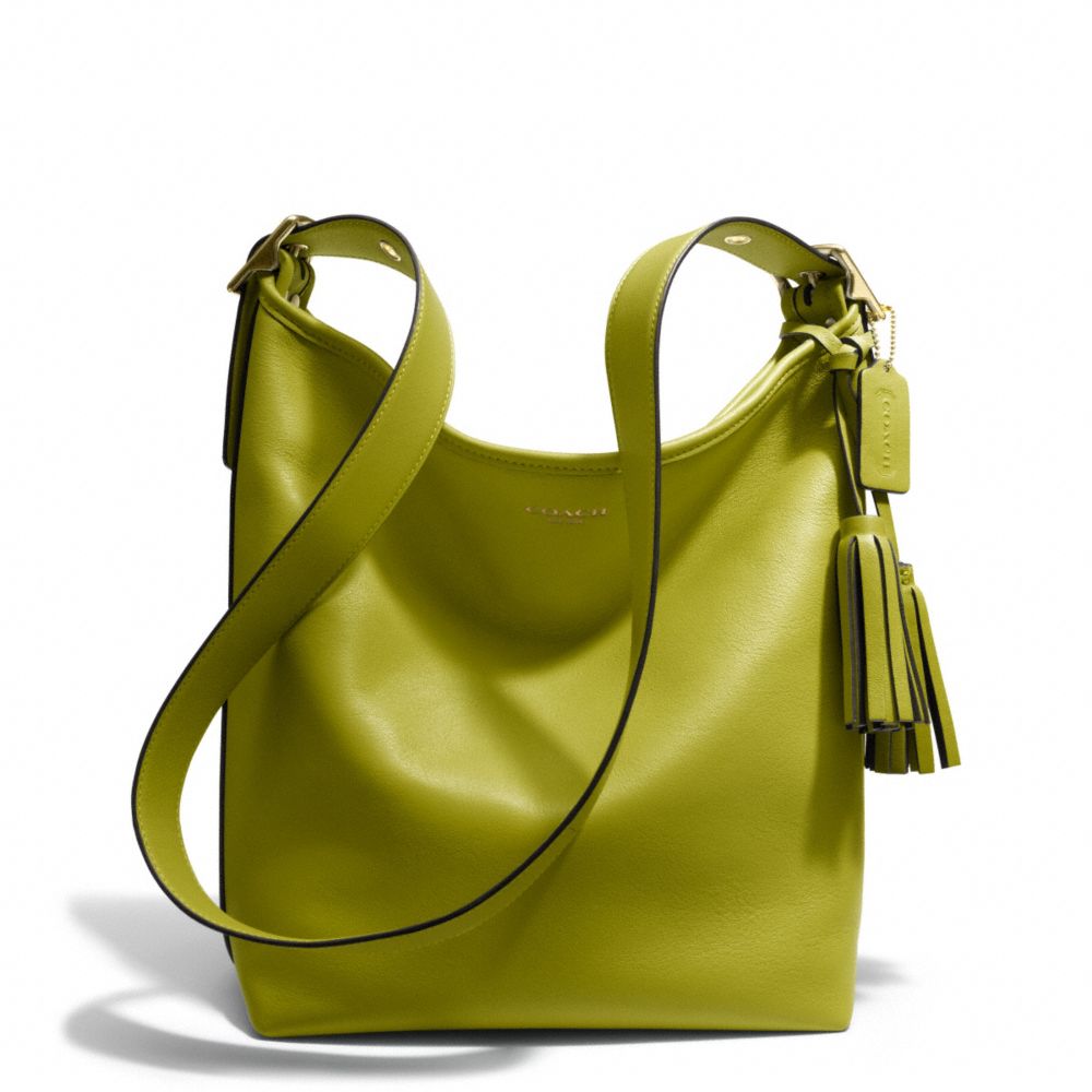 LEATHER DUFFLE - COACH f19889 - BRASS/LIME