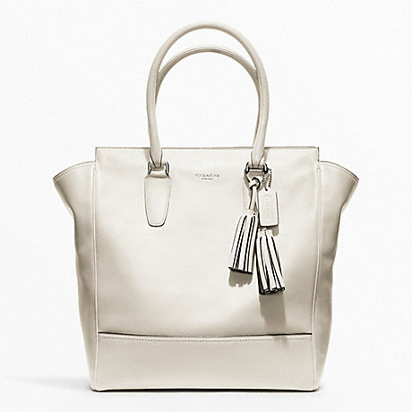 COACH TANNER LEATHER TOTE - SILVER/PARCHMENT - f19924