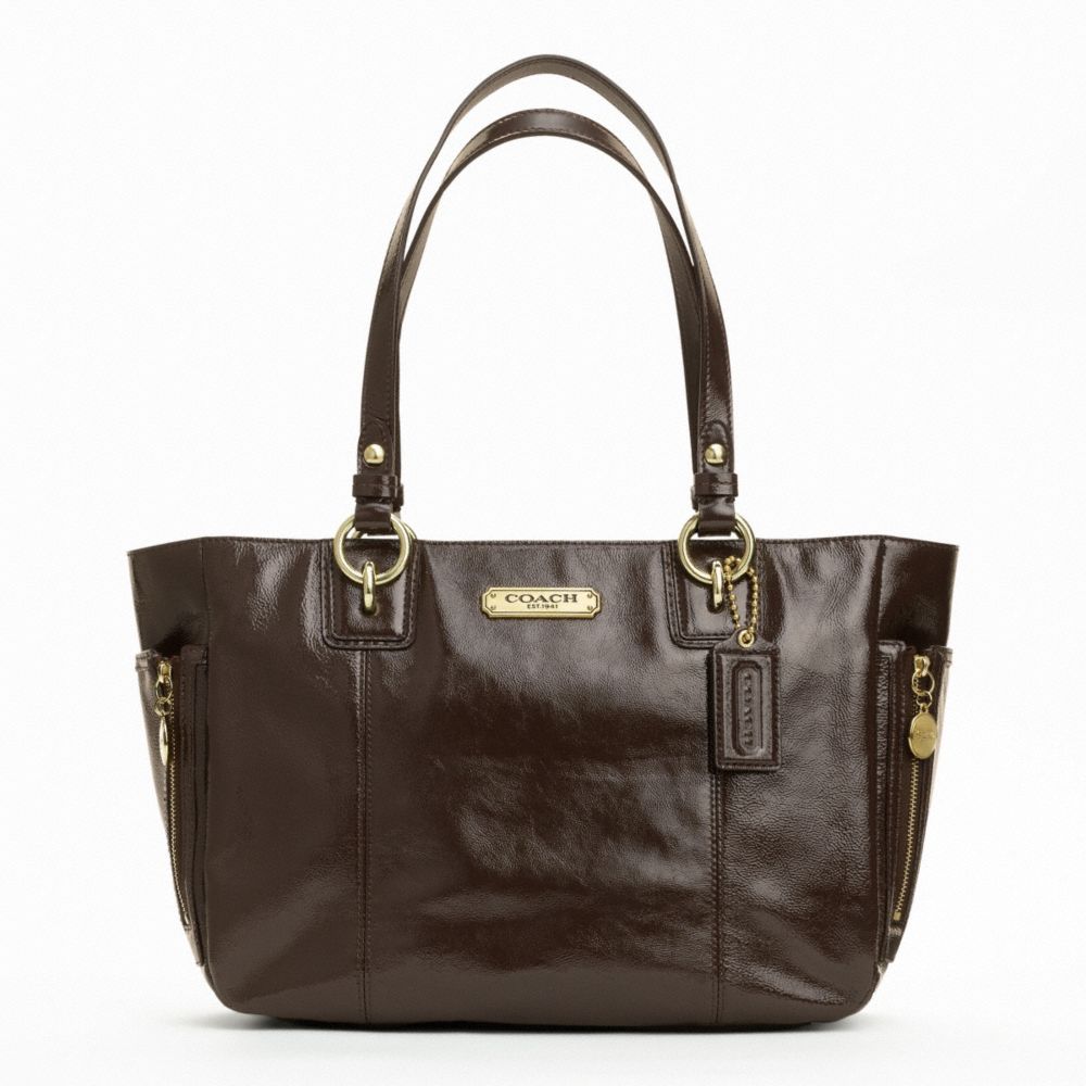 GALLERY PATENT ZIPPER TOTE - COACH f20431 - BRASS/MAHOGANY