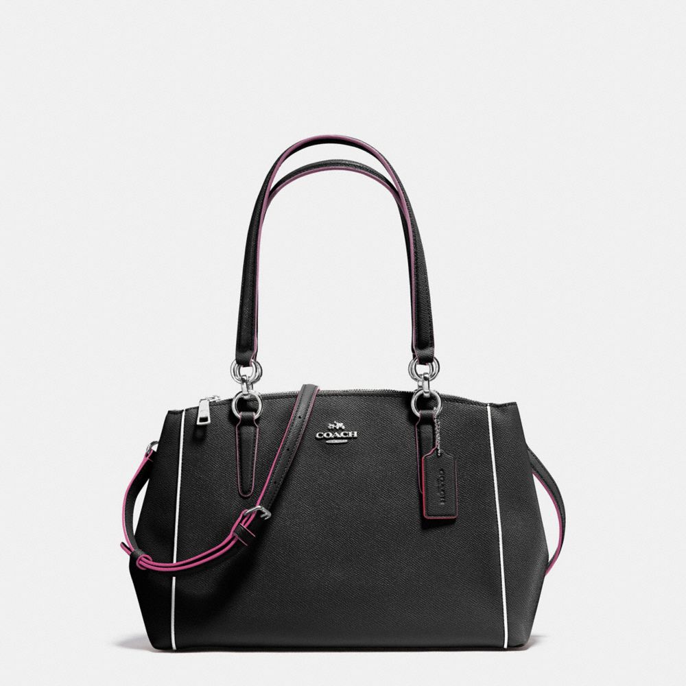 COACH SMALL CHRISTIE CARRYALL IN CROSSGRAIN LEATHER WITH MULTI EDGEPAINT - SILVER/BLACK MULTI - F20476