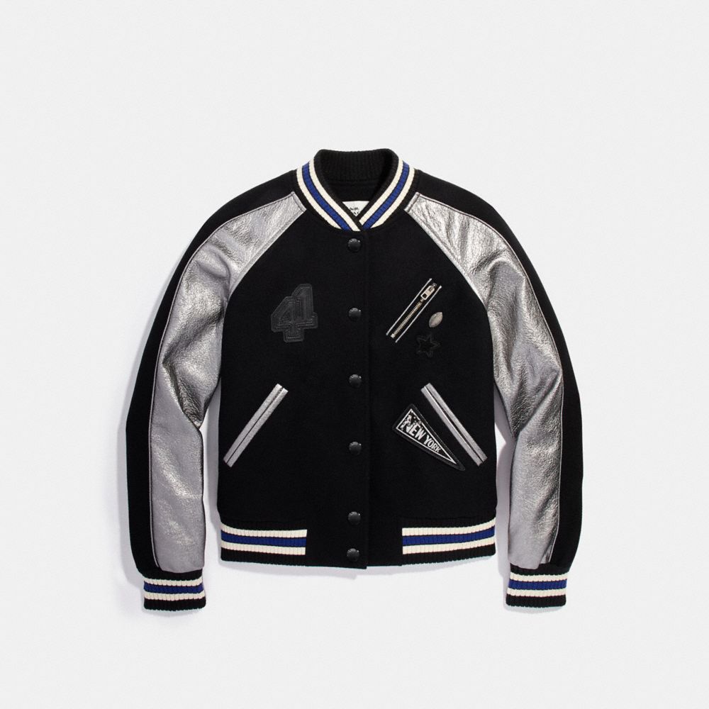 BOWERY VARSITY JACKET - COACH f20498 - BLACK/GUNMETAL