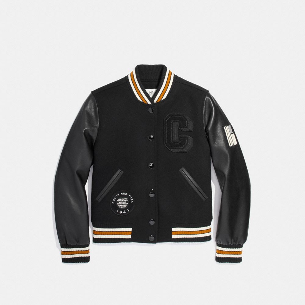 VARSITY JACKET - COACH f20828 - BLACK/BLACK