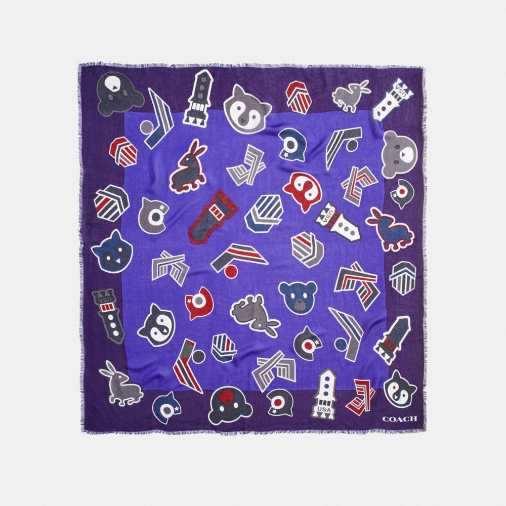 VARSITY PATCH OVERSIZED SQUARE - COACH f20888 - PURPLE MULTI