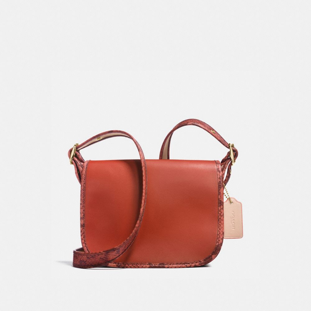 PATRICIA SADDLE 23 IN NATURAL REFINED LEATHER WITH PYTHON-EMBOSSED LEATHER TRIM - COACH f20899 - IMITATION GOLD/TERRACOTTA MULTI