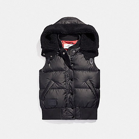 COACH SOLID  CAMO VARSITY PUFFER VEST - BLACK/RED - f20985